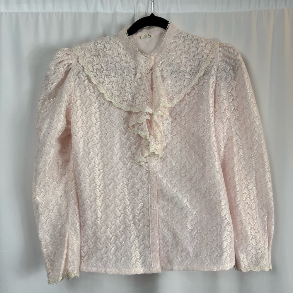 BByong Pale Pink Lace Elegant Pink Lace baby doll Women's Top SizeM